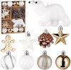 BRUBAKER Weihnachtsbaumkugel 24 Stück Christbaumschmuck mit Eisbär Kugel - Weihnachtskugel Set (24 St), Tannenzapfen, Lebkuchen,Sternen und Baumkugeln - Weiß, Gold und Braun Bild 1