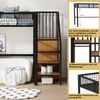 Kinderhochbett 255x95x176cm mit Metallrahmen, Sicherheitsleiter, Kleiderschrank & Vollgitter-Oberbett,Schwarz Bild 4