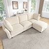 Merax 3‑Sitzer Modulares Sofa, frei kombinierbares L‑Ecksofa, mit Stauraum‑Hocker, Cloud‑Sofa Sitzgefühl, weich gepolstert, Chenille Stoff, 2 Armlehnenkissen, Beige Bild 2