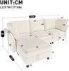 Merax 3‑Sitzer Modulares Sofa, frei kombinierbares L‑Ecksofa, mit Stauraum‑Hocker, Cloud‑Sofa Sitzgefühl, weich gepolstert, Chenille Stoff, 2 Armlehnenkissen, Beige Bild 4