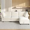 Merax 3‑Sitzer Modulares Sofa, frei kombinierbares L‑Ecksofa, mit Stauraum‑Hocker, Cloud‑Sofa Sitzgefühl, weich gepolstert, Chenille Stoff, 2 Armlehnenkissen, Beige Bild 3