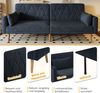 Schlafsofa 2-Sitzer mit verstellbarer Rückenlehne & Armlehnen, Samtstoff, klappbar, modern, mit 2 Kissen,Schwarz Bild 5