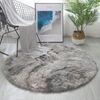 LuxusKollektion Hochflor-Teppich Teppich Flauschig Hochflor Rutschfest Wohnzimmer 140 cm Rund grau Weiß Bild 5