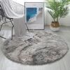 LuxusKollektion Hochflor-Teppich Teppich Flauschig Hochflor Rutschfest Wohnzimmer 140 cm Rund grau Weiß Bild 4