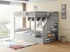 Merax Hochbett, 140 x 200CM, Etagenbett, Jugendbett, Holzbett Unterbett hydraulisch, Stauraumtreppe, Regale, Grau Bild 5