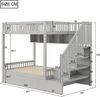 Merax Hochbett, 140 x 200CM, Etagenbett, Jugendbett, Holzbett Unterbett hydraulisch, Stauraumtreppe, Regale, Grau Bild 4