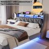Merax Polsterbett 180 x 200 cm, Doppelbett, Umklappbares Kopfteil Mit Steckdose und Ablagefach, LED-Beleuchtung, Schwebendes Bettdesign, Samtstoff, Grau Bild 3