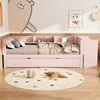 Bett 90×200 cm aus Kiefernholz mit Rollbett und Schreibtisch, rosa Bild 3