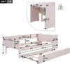 Bett 90×200 cm aus Kiefernholz mit Rollbett und Schreibtisch, rosa Bild 4