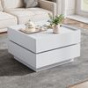 Couchtisch 60 x 60 x 38 cm, 360° drehbar, mit 2 Schubladen, weiß, aus Spanplatte Bild 2