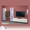 Dmora Ausgestattete Wand Atella, 3-türiges TV-Ständer-Wohnzimmerset, Mehrzweck-Wohnzimmermöbel mit Vitrine und LED-Licht, 100 % Made in Italy, 350 x 30 x 180 cm, glänzendes Weiß und Ahorn, Bild 4