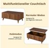 Merax Couchtisch höhenverstellbar Sofatisch Retro Walnuss Beistelltisch (1-St), Wohnzimmertisch mit Stauraum und Holzbeinen, 97 x 52 x 56,5 cm Bild 4