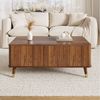 Merax Couchtisch höhenverstellbar Sofatisch Retro Walnuss Beistelltisch (1-St), Wohnzimmertisch mit Stauraum und Holzbeinen, 97 x 52 x 56,5 cm Bild 3