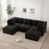 Modulares Ecksofa, Cord, mit Ottomane, L-Form & kein Aufbau, 297x177x69 cm, Schwarz Bild 2