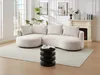Vente-unique - LOUSADO Sofa Samt Beige - B 158 cm x H 87 cm x L 285 cm Bild 3