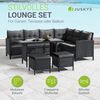 Juskys 'Manacor' Lounge mit Sofa, Tisch, 2 Hocker & Kissen, Polyrattan schwarz-grau, 7 Personen Bild 2