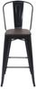 Barhocker HWC-A73 inkl. Holz-Sitzfläche, Barstuhl Tresenhocker mit Lehne, Metall Industriedesign ~ schwarz Bild 3