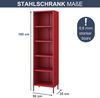 Bücherregal Metall MARIO - 5 Ebenen, Industrie-Design | Standregal Stahl Metallregal Büro Wohnzimmer Arbeitszimmer, 180x50x35cm Rot Bild 2