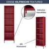 Bücherregal Metall MARIO - 5 Ebenen, Industrie-Design | Standregal Stahl Metallregal Büro Wohnzimmer Arbeitszimmer, 180x50x35cm Rot Bild 5