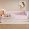 Daybett 90x200 cm mit LED-Beleuchtung – Bett aus Vliesimitat und MDF in Rosa Bild 4