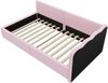 Daybett 90x200 cm mit LED-Beleuchtung – Bett aus Vliesimitat und MDF in Rosa Bild 5