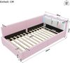 Daybett 90x200 cm mit LED-Beleuchtung – Bett aus Vliesimitat und MDF in Rosa Bild 3