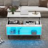 Couchtisch 105 x 50 x 43 cm, höhenverstellbar bis 58 cm, mit Stauraum, LED und Glas-Schiebetüren Bild 1