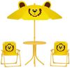 AIYAPLAY Garten-Kindersitzgruppe Kindersitzgarnitur mit höhenverstellbarem Sonnenschirm, (Kindertisch mit 2 Klappstühlen, 4-tlg, Kindersitzgarnitur), für Kinder 2-5 Jahre, für Garten, Hinterhof, Terrasse Bild 2