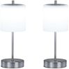 2er SET kabellose Tischlampen Silber / Opalglas dimmbar, Höhe 34,5cm Bild 2