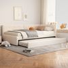 Daybett 90x200cm, Tagesbett mit Rollbett, Schlafsofa, Einzelbett Ohne Matratze, Minimalistisches Styling, Beige Bild 1
