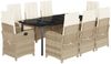 vidaXL 9-tlg. Garten-Essgruppe mit Kissen Beige Poly Rattan 3212388 Bild 2