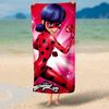 Großes Miraculous Badetuch Ladybug Running rot 75x150 cm Strandlaken Strandtuch Handtuch Duschtuch Velourstuch 100% Baumwolle Marinette Adrien Ladybug Cat Noir - Paris - passend zur Bettwäsche Bild 5