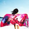 Großes Miraculous Badetuch Ladybug Running rot 75x150 cm Strandlaken Strandtuch Handtuch Duschtuch Velourstuch 100% Baumwolle Marinette Adrien Ladybug Cat Noir - Paris - passend zur Bettwäsche Bild 3