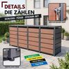 Mülltonnenbox 4er Holzdekor, 120L bis 240L, für Vier Tonnen, Mülltonnenverkleidung aus verzinktem Metall mit Holzdekor-Fron Bild 4