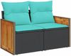 vidaXL 7-teiliges Gartensofa-Set mit Kissen, schwarzes Polyrattan 3227947 Bild 5