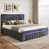STILVORA Polsterbett 140×200 mit Matratze und bettkasten,Funktionbett Boxspringbett mit LED (verstärkter Metallrahmen, stabiler Lattenrost, Gepolstertes Kopfteil, Bettkasten mit Hydraulik, Bettgestell mit Gepolstertes Kopfteil), mit einem Hebeseil, Sam... Bild 3