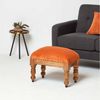 Homescapes Fußhocker Rechteckiger Samthocker Mable – orange mit Holzbeinen, 50 x 30 x 40 cm Bild 2