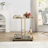 FINEBUY Servierwagen Barwagen Gold Glas Metall 67,5 cm Rollwagen FB111717, (67,5x83,5x43 cm Küchenwagen Glas Metall Rechteckig), Speisewagen mit Glasplatte, Teewagen auf Rollen Bild 4