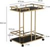 FINEBUY Servierwagen Barwagen Gold Glas Metall 67,5 cm Rollwagen FB111717, (67,5x83,5x43 cm Küchenwagen Glas Metall Rechteckig), Speisewagen mit Glasplatte, Teewagen auf Rollen Bild 3