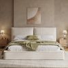 Merax Polsterbett, Doppelbett, 180 x 200cm, Bett mit Lattenrost, gepolstertes Kopfteil, Beige Chenille Bild 2