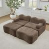 2-Sitzer modulares Sofa H 70 x T 192 x B 167 cm aus Samt mit 2 Ottomane, rahmenlos, braun Bild 2