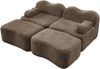 2-Sitzer modulares Sofa H 70 x T 192 x B 167 cm aus Samt mit 2 Ottomane, rahmenlos, braun Bild 4