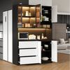 Flieks Küchenbuffet mit LED-Beleuchtung, 3 Schubladen und Glastüren (mit verstellbarer Einlegeböden & Arbeitsplatte, 1-St, 120x40x180 cm) Hochschrank Küchenschrank Mehrzweckschrank Sideboard Bild 5