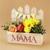 Herz & Heim Geschenkbox Pflanzkorb mit Zaun - Geschenkkorb mit Druck für Mama, Papa, Oma, Opa, aus Holz, mit Folie ausgekleidet Bild 3