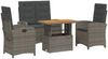 vidaXL 4-tlg. Garten-Essgruppe mit Kissen Grau Poly Rattan 3277347 Bild 2