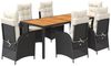 vidaXL 7-tlg. Garten-Essgruppe mit Kissen Schwarz Poly Rattan 3213091 Bild 2
