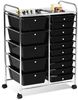 Rollwagen mit 15 stapelbaren Schubladen Rollcontainer Beistellwagen Farbig/Schwarz 63 x 37 x 87 cm-Schwarz Bild 5