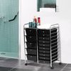 Rollwagen mit 15 stapelbaren Schubladen Rollcontainer Beistellwagen Farbig/Schwarz 63 x 37 x 87 cm-Schwarz Bild 2