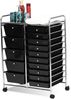 Rollwagen mit 15 stapelbaren Schubladen Rollcontainer Beistellwagen Farbig/Schwarz 63 x 37 x 87 cm-Schwarz Bild 4