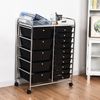 Rollwagen mit 15 stapelbaren Schubladen Rollcontainer Beistellwagen Farbig/Schwarz 63 x 37 x 87 cm-Schwarz Bild 3